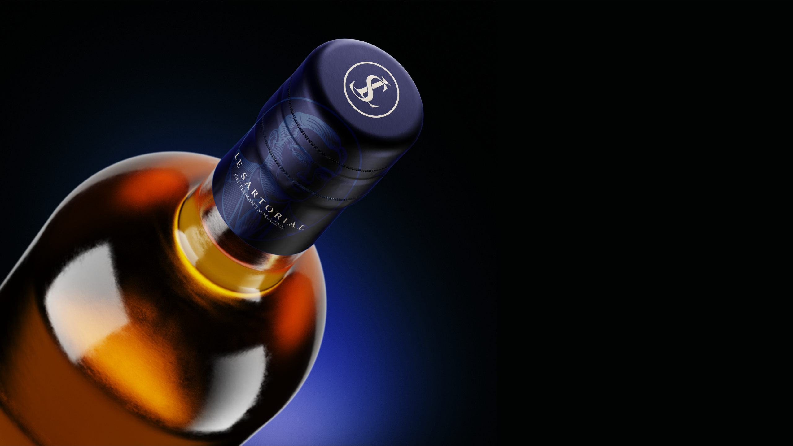 Mockup du Logo Sartorial sur une bouteille de whisky