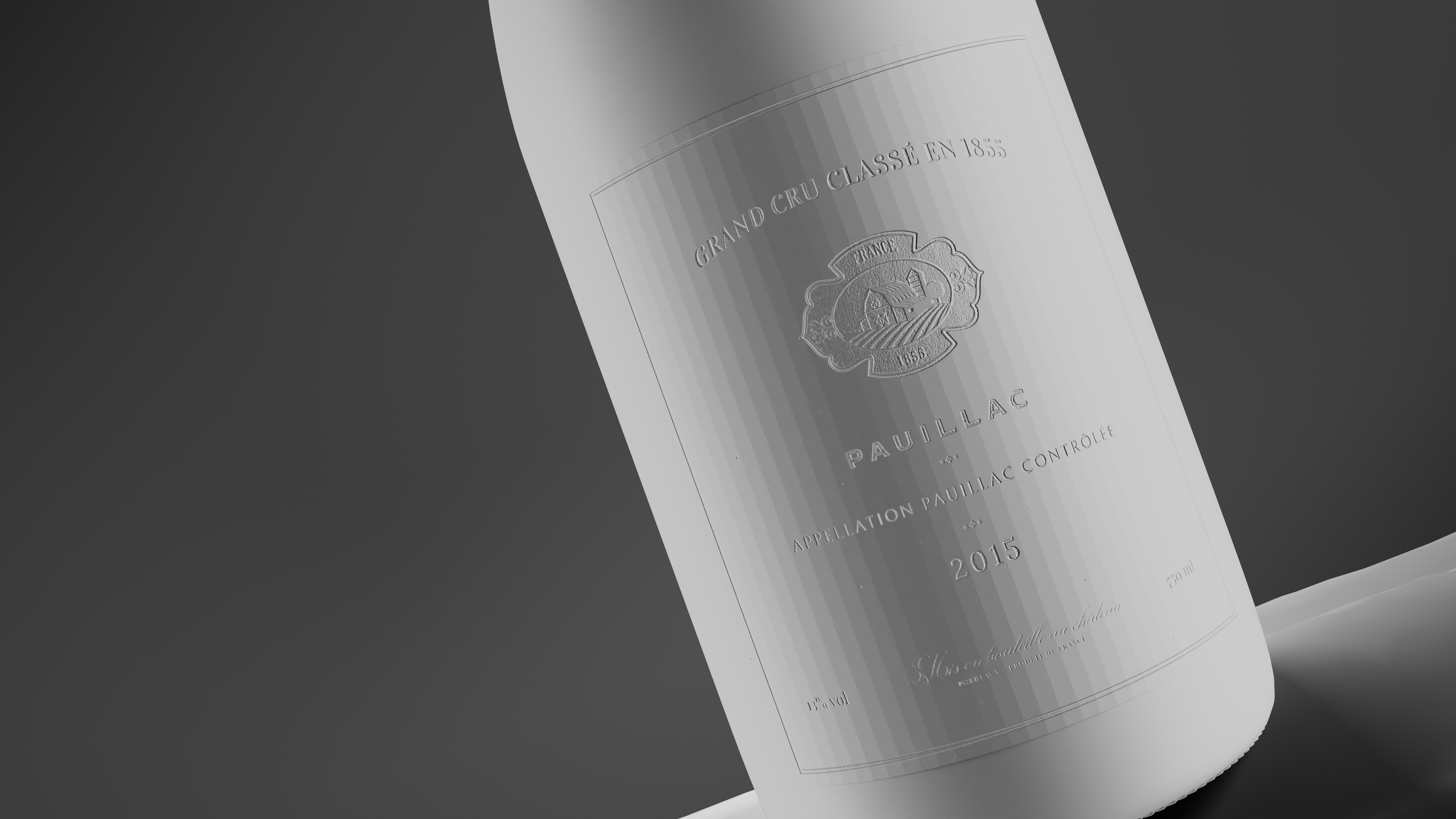 Close up sur le label en greyscale